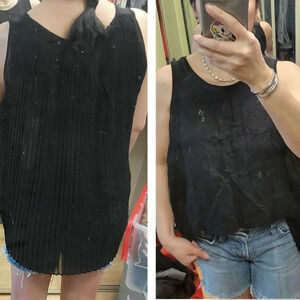 ❤️ 3 for $35 Rudsak accordion pleat shell sleeveless blouse top sheer medium